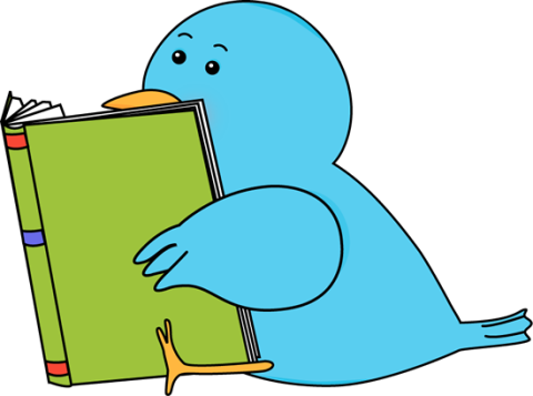 Bird reading a book