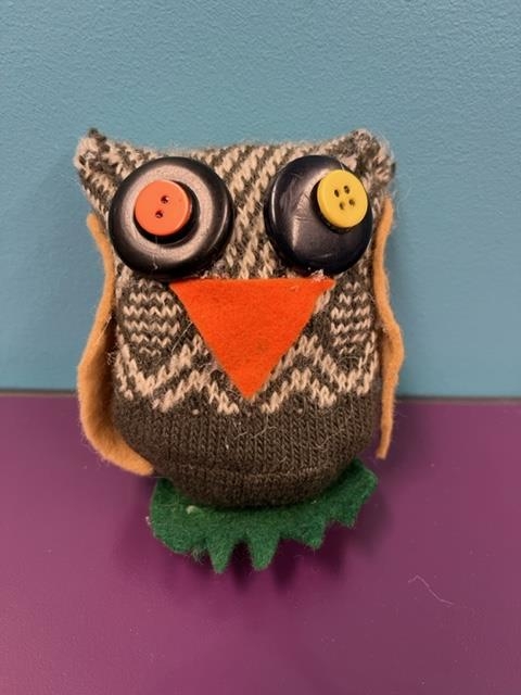 Owl made from a sock